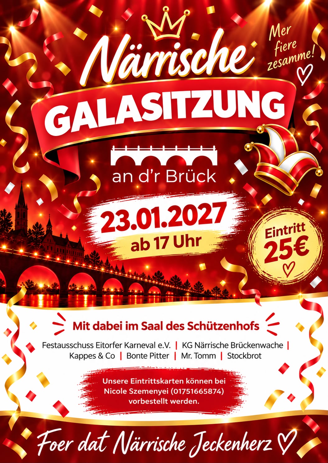 Plakat: Närrische Galasitzung am 23.01.2027