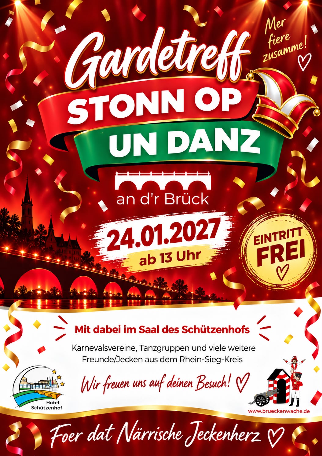 Plakat: Gardetreff Stonn op un Danz am 24.01.2027